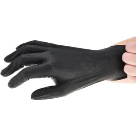 PRO-SAFE Industrial Grade 8 mil Diamond-Textured Disposable Black Nitrile Gloves: 50 Count, Size Medium