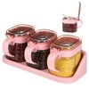 Lemecima 3 Pcs Pink Sugar Coffee Container Set Glass Condiment