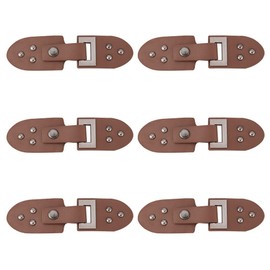 FINGERINSPIRE 6 Pairs Leather Sew-On Toggles Closures Coconut Brown PU Leather Snap Toggle with Rivets Metal Leather Clasp Fastener Replacement Snap Toggle for Shoes Coat Jacket Bags DIY Craft