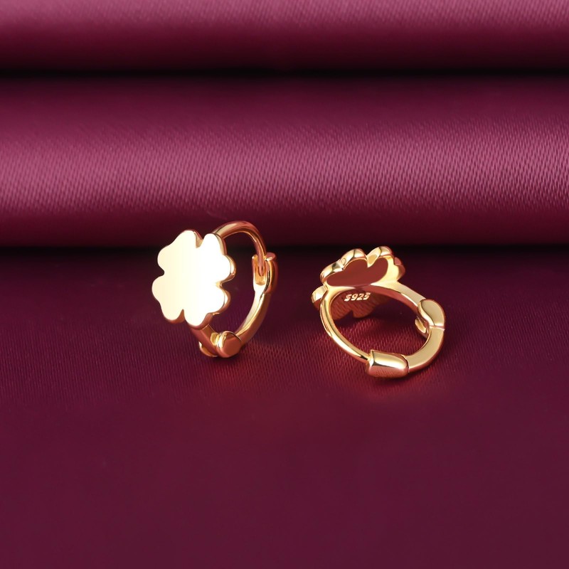 Yumilok Women's Stud Earrings Four Leaf Clover Clover Small 925