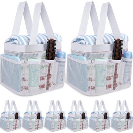 Chapou 8 Packs Mesh Shower Caddy Portable Large Shower Caddy Dorm with 8 Pockets and Handles Quick Dry Shower Bags Hanging Bath Bag Dorm Room College Essentials for Bathroom Gym Camp (White)