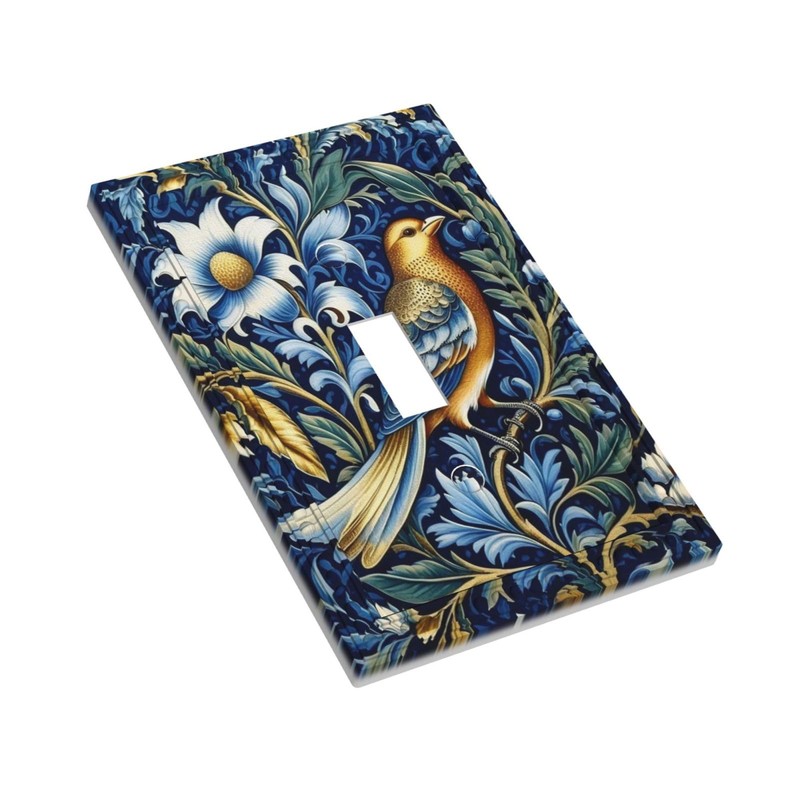 MUZUMU Bird with Blue Flower Light Switch Covers 1 Gang