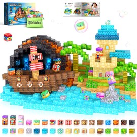 Magnetic Blocks - 150PCS Pirate&Mermaid Magnetic Building Blocks Set, Mine Magnet World Construction Craft, Learning Sensory Toys for Kids Age 3-5 4-8 5-7 8-12, Christmas Birthday Gifts for Boys Girls