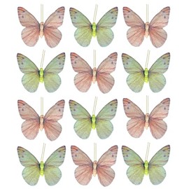 MIK funshopping Colourful Butterfly Clip On Decoration (12 Piece Set, Yellow/Orange)