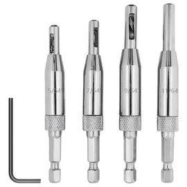 4Pcs Self Centering Drill Bit Set, 1/4 Inch Hex Shank Hinge Drill Bit Guide Set Quick Release Self Centering Drill Bits for Window Door Cabinet