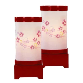 Butsugawa Buddhist Altar Shelf Rest Bon Lanterns, Set of 2 (Rotation, Hanagomo, Nadeshiko, Red / Cord Type), For Gifts, Bon Lanterns, Compact, Modern, New Bon, First Bon Festival, Obon