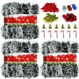 3 Pack 150Ft Christmas Decoration Garland, Greenery Garland with Snow, Green Snowy Garland for Outdoor & Indoor Artificial Christmas Pine Streamers for Christmas Tree Home and Party Decorations