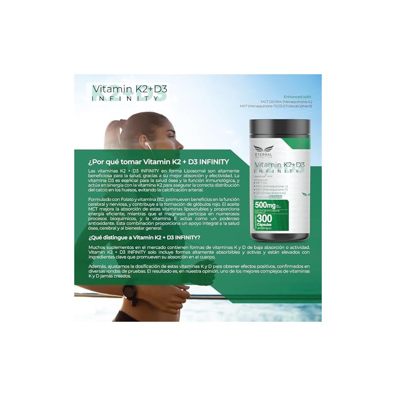ETERNAL NUTRITION Infinity: Vitamina D3 + K2 Liposomal MK7 (300