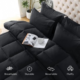 JOLLYVOGUE Full Size Comforter Set, Ultra-Soft Full Size Bed Set, Full Comforter Sets, 7-Piece Bed in a Bag, Goose Down Alternative, Oeko-TEX Certified, Sheets & Pillowcases