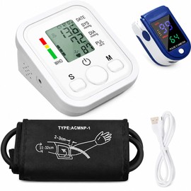 FARMADAR Monitor de Presion Arterial para Brazo con Pantalla LED, Baumanómetro Digital con Pantalla, Deteccion Automática y Precisa de la Presión Sanguínea, Multiples tipos de Medicion Y Oximetro de pulso para dedo. USO FACIL PARA TODA LA FAMILIA