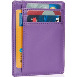 LinsCraft Slim Minimalist Wallet, Small Leather Front Pocket Wallets, RFID Blocking, Credit Card Holder for Men Women