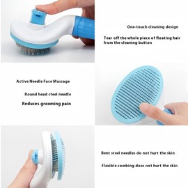 ManLinKei Self Cleaning Slicker Brush, Cat Brushes for Indoor Cats, Dog Cat Bunny Pet Grooming Shedding Brush -Blue