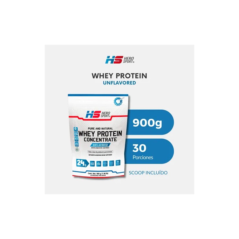 Hero Sport Whey Protein Concentrate Sin Sabor 900gr