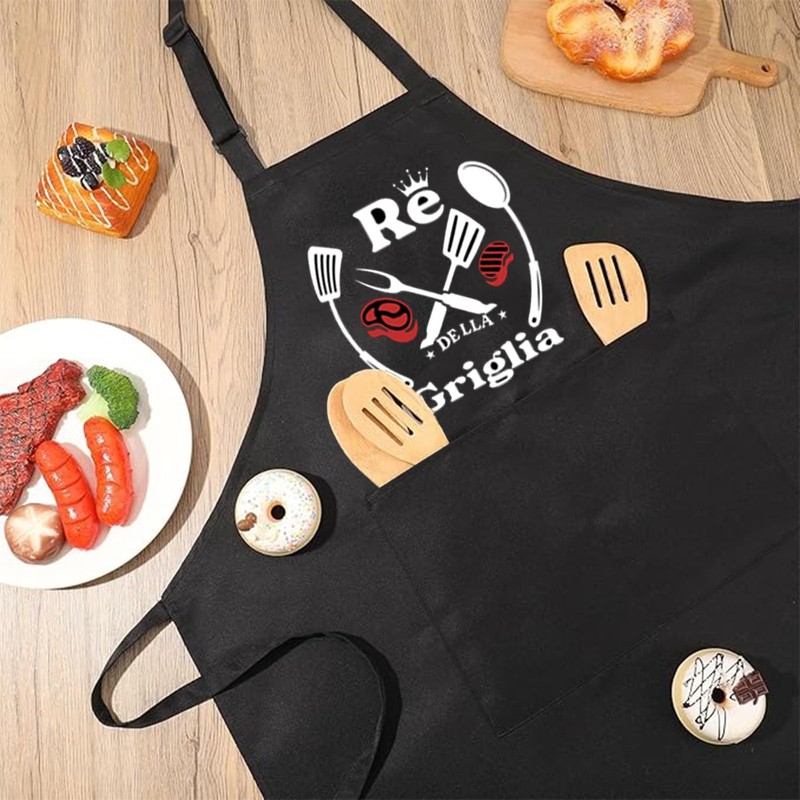 HEYOMI Grembiule da Barbecue Uomo 'RE DELLA GRIGLIA' - Divertente