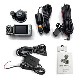 Generic 3 Channel Dash Cam, 4K Dash Cam Front and Rear Inside with 2.0 Inch IPS Screen Parking Monitoring, Night Vision, Loop Recording and Motion Detection