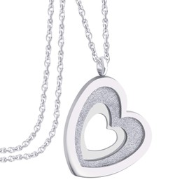 555Jewelry Stainless Steel Sparkle Unique Layered Heart Necklace for Women Girls, Metal, n. v.
