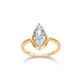 PAVOI 14K Gold Plated Marquise 1.5CT Marquise Cubic Zirconia Fake Bridal Wedding Ring Promise Ring Engagement Ring for Women | Statement Ring, 7, Yellow Gold, Cubic Zirconia