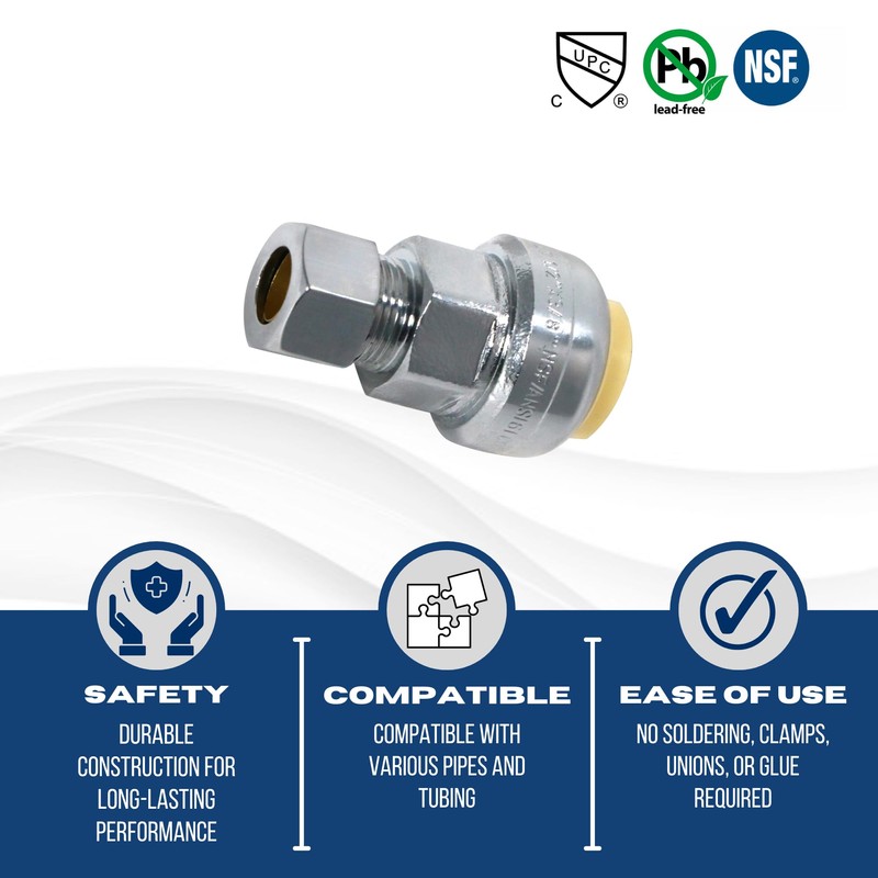 5 Pcs XFITTING Push Fit 1/2" x 3/8" OD Compression
