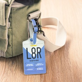 Genuine Fred, Wander Ware - Luggage TAG, L8R, Travel Luggage tag with Name & Information ID Card, 2.75" x 4.7", Assorted