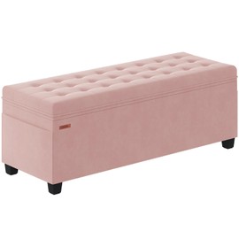 ABHENG Velvet Storage Ottoman Bench, End of Bed Bench with Legs, Large Entryway Bench, Foot Rest Stool, Tea Table for Bedroom, Living Room, Loads 770 lb, 15.7"L x 43"W x 15.7"H, Jelly Pink, UASND62P