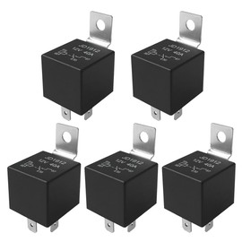 Aiqeer 5 Pieces 4 Pin Car Relay, 12V 40A SPST Automotive Relay (Black)