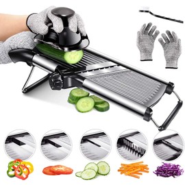 Masthome Mandoline Food Slicer Adjustable Thickness for Cheese Fruits Vegetables Stainless Steel Food Cutter Slicer Dicer with Extra Brush and Blade Guard for Kitchen