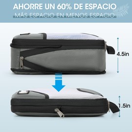 6 PCS Cubos de Compresión, Organizadores de Viaje Expandibles para Equipaje de Mano, Accesorios Organizadores de Malla Impermeable de 4 Tamaños con Bolsa para Zapatos y Bolsa para Ropa Sucia (Gris)