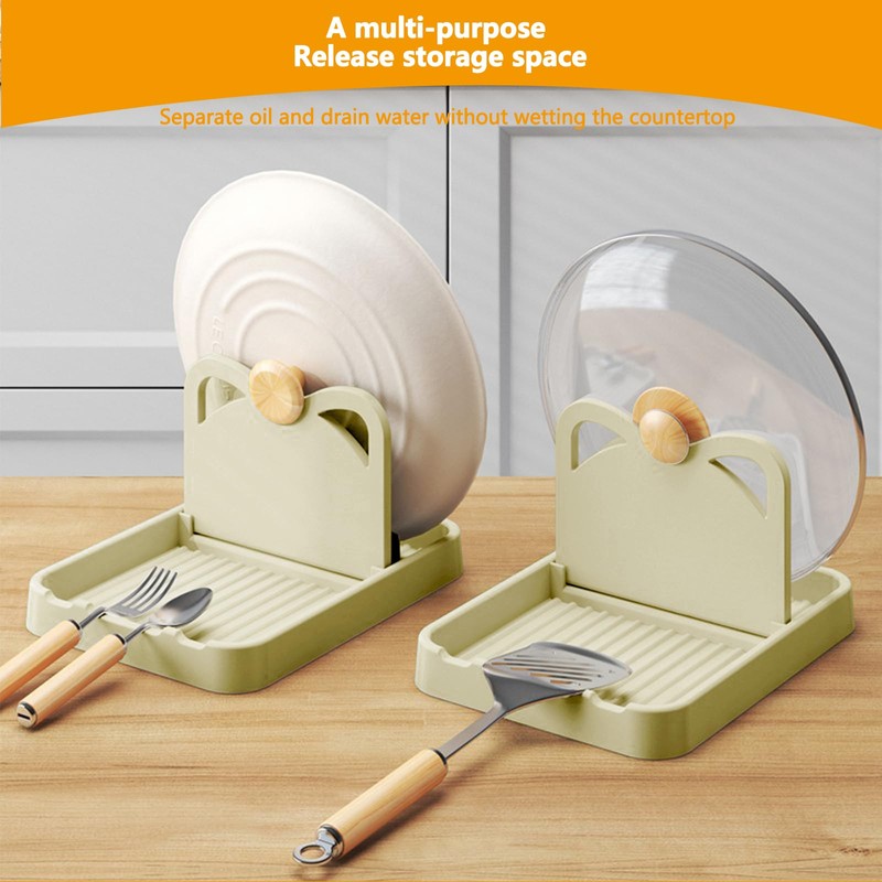 Lesbyit Foldable Pan Lid Holder with Drip Pad, Heat-Resistant Kitchen