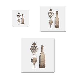 Wine Grapes Bottle Glass, quality mylar stencil pack in 3 sizes, reusable for crafts and diy projects CCSTE-23315