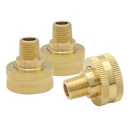Hooshing 3PCS Garden Hose Adapter 3/4" GHT Female x 1/4" NPT Male Thread Brass Pipe Fittings Connect Garden Pipe Joint Repair Fittings