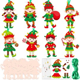 Chiisong 48 Pcs Christmas Craft Kits for Kids DIY Christmas Ornament Kit Make Your Own Xmas Arts and Crafts Xmas Elf Decor with Stickers for Xmas Holiday Class Home Party Favors Supplies (Elf)