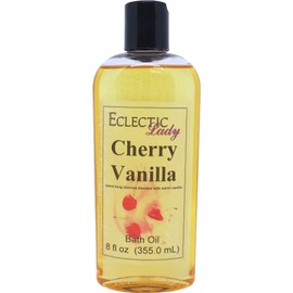 Cherry Vanilla Bath Oil by Eclectic Lady - Scented Bath Oil - Relaxing & Moisturizing Bathing Oil - Fragrance Body Oil For Dry & Rough Sensitive Skin - Body Daily Nourishing Shower Oil (8 oz)