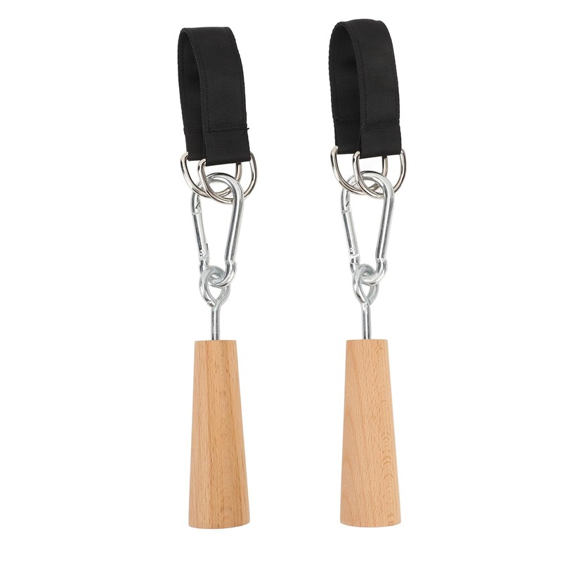 RiToEasysports Wooden Pull Up Handles Hand Grips Strength Trainer Training