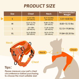 GlasFlength Cat Harness with Lead, Escape Proof, Cat Lead with Harness for Cats, Adjustable Cat Harness Set, Cat Harness, Soft Harness for Cats with Reflective Stripes (Orange-S)