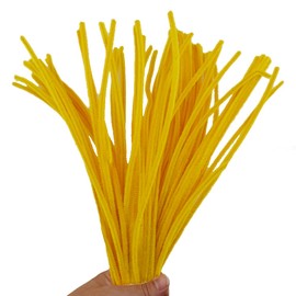 HAHIYO 12inches*6mm Yellow 70PCs Pipe Cleaner Craft Chenille Stem Extra Long Chenille Cleaner Pipe Stem Stable&Soft Craft Supplies Set for Creative DIY Arts Craft Project DIY Art Supplies