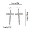 Large Cross Dangle Hook Earrings for Women Exaggerate Rhinestone Long