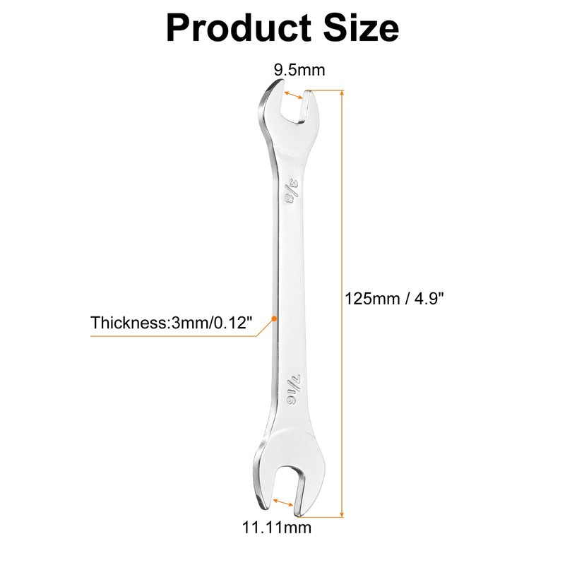 sourcing map Thin Open End spanners SAE, 3/8x7/16 Inches, Slim