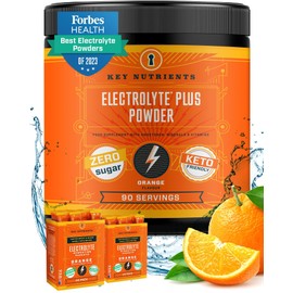 Key Nutrients Electrolytes Powder - Tangy Orange Drink Mix 90 Servings - Sugar Free, Gluten Free, Zero Calories - Keto: Magnesium