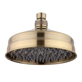 ENKI R35 150mm Traditional Fixed Small Shower Head - Antique Brass, Solid Brass, Replacement Shower Head, Mixer Rainfall Shower, Modern Design, Easy Clean & Easy to Install