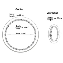 Soul-Cats Dreamlike Set Stainless Steel Necklace and Bracelet Silver Matt Shiny for Women in Gift Box