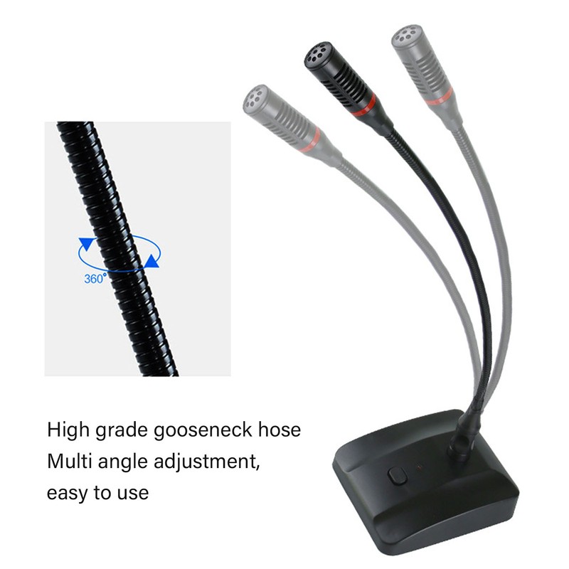Gooseneck Condenser Microphone Professional 6.35mm Desktop Wired Microphone for Broadcasting