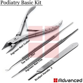 Medentra Podiatry Basic Toenail Removal Tools Kit Ingrown File Chiropody Scalpel Handle