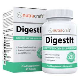 DigestIt Digestive Enzymes | Multi-Enzyme Formula with Amylase, Protease & Lipase | Increase Energy & Reduce Gas, Bloating & Indigestion | Non-GMO | 50 Capsules