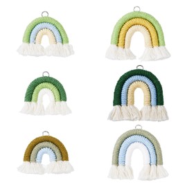 FASHEWELRY Colorful Rainbow Keychain Macrame Weaving Rainbow Tassel Charms Woven Rainbow Keychain for Jewelry Making Crafts, Fabric