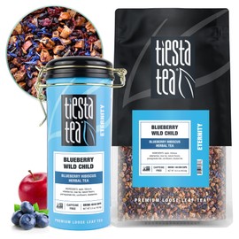 Tiesta Tea - Blueberry Wild Child, Loose Leaf, Blueberry Hibiscus Herbal Tea, Premium Non-Caffeinated Blend, Hot or Iced & Brews Up to 250 Cups, 16oz Bulk Pouch & 5.5oz Refillable Tin Combo