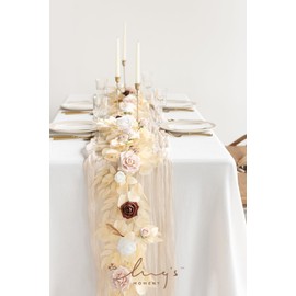 Ling's Moment 5FT Artificial Flower Garland Fake Rose Eucalyptus Garland Arch Flowers Vine for Wedding Party Backdrop Home Table Centerpieces Decorations