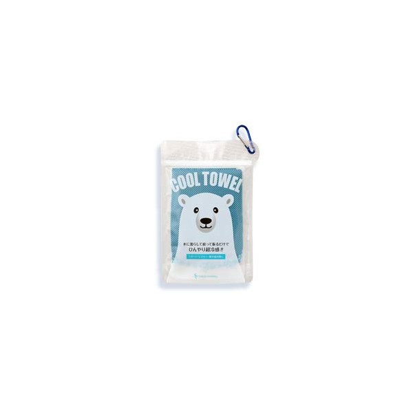 [Saikyo Pharma] Cool Towel, Polar Bear Blue, 35.4 x 11.8 inches (90 x 30 cm), Set of 1 x 2