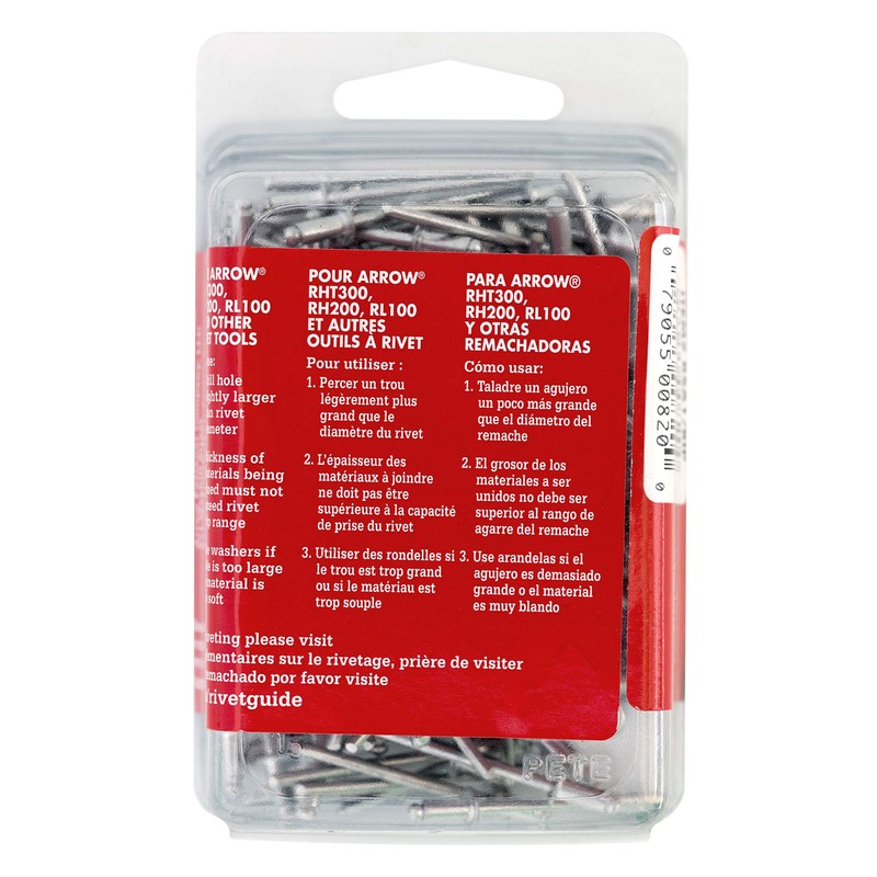 Arrow RSA1/8IP Short Aluminum 1/8-Inch Pop Rivets for Metal, Fabric,