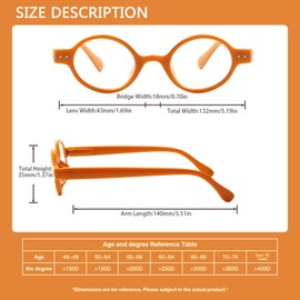 JOSCHOO 5 Pack Retro Round Reading Glasses Mini Small Comfortable Readers for Women Men (5 Mix Clour-4, 2.5)