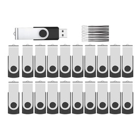 20 Pack Flash Drives 4GB with Lanyards, ABLAZE Premium USB 2.0 Thumb Drives Bulk USB Memory Stick 4GB Pendrive Jump Drive (4GB 20 Pack, Black)